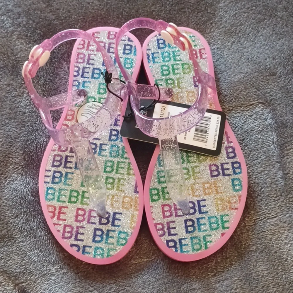 NWT BEBE GIRLS PINK & COLORFULL SANDELS SIZE 11/12